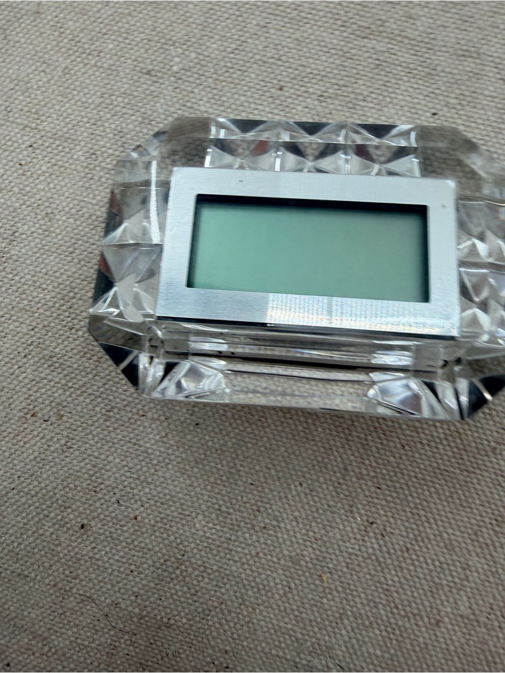 Faceted Crystal-Style Digital Clock - Clear/Silver Accent
